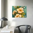 thumbnail image 3 of JRXY  Hawaii Hibiscus Flower Canvas Wall Art Tropical Floral Botanical Green Artwork for Home Office Bedroom Kitchen Decoration Stretched and Framed Ready to Hang 16x12in, 3 of 4