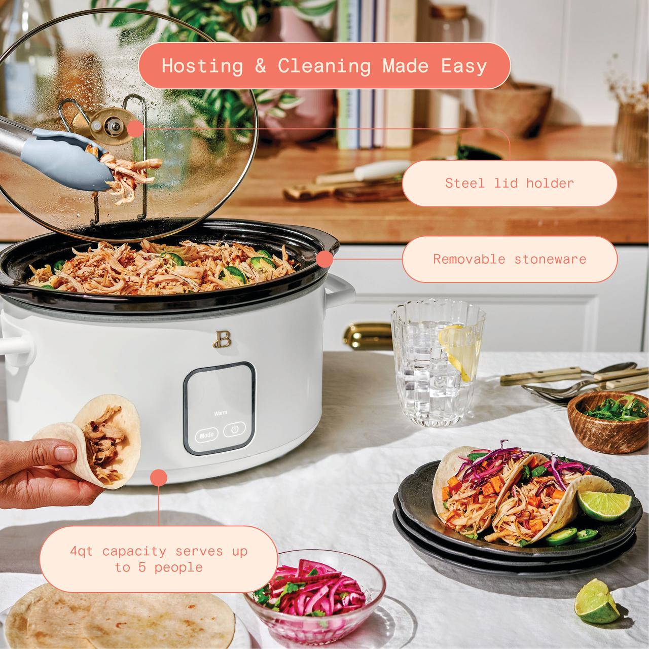 Beautiful by Drew Barrymore 4-Quart Slow Cooker, White Icing photo 3