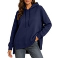 thumbnail image 4 of Cmfcve Fall Pullover Hoodies for Women Side Slit Casual Drawstring Hooded Sweatshirts Long Sleeve Tunic Shirts, 4 of 9