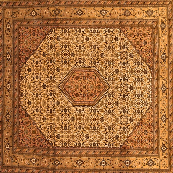 Ahgly Company Indoor Square Medallion Orange Traditional Area Rugs, 3' Square