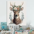 thumbnail image 2 of Designart Cute Baby Caribou With Floral Crown V Canvas Wall Art, 2 of 5