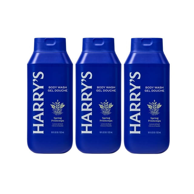 Harry's Men's Body Wash Shower Gel - Body Wash for Men - Sulfate-Free & Paraben-Free - Conditioning, Deodorizing & Deep Cleaning - All Day Fresh - Spring Scent - 18 oz - 3 Pack