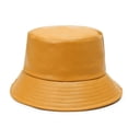 thumbnail image 6 of YooGuoGuo New Faux Leather Bucket Hat Women Man Pu Soild Sun Hat Fashion Bob Panama Autumn Winter Waterproof Fisherman Hat Travel Hat, 6 of 6