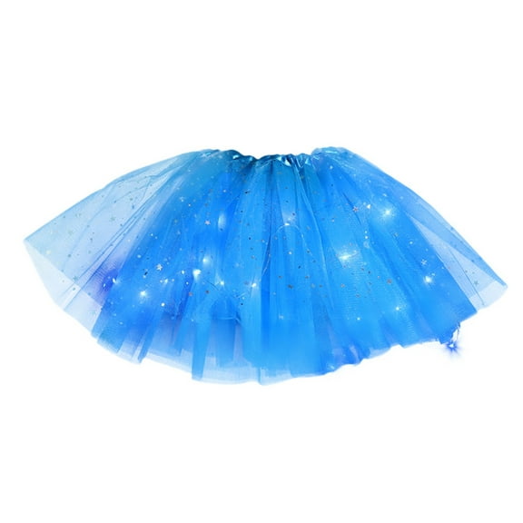 Skirts for Women Led Lights 3 Layer of Mesh Puffy Skirt Ballerina Skirtes Womens Clothes Blue One Size
