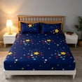 thumbnail image 4 of Linnome Washable Cotton Fitted Sheet Set with Pillowcases Elastic Mattress Protector Bed Cover Machine Washable for Home, 4 of 9