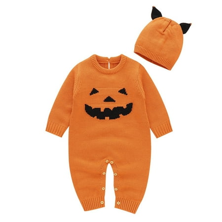 

NECHOLOGY Zip up Hoodie Infant Newborn Infant Boys Girls Halloween Knitted Sweater Toddler Girl Clothes 18-24 Months Sweater Orange 6-12 Months