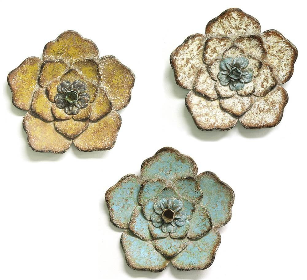Stratton Home Decor Rustic Flower Wall Decor - Set of 3