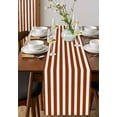 thumbnail image 4 of Burnt Orange Stripes Table Runner Cotton Linen 36 Inch Holiday Dresser Scarves, Farmhouse White Simple Vertical Striped Tablerunner for Kitchen Coffee Dining Bedroom Dinner Scarf Décor 13''x36'', 4 of 9