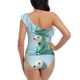 thumbnail image 5 of Easygdp Dog Wrapped in Towel Women's One Shoulder Ruffle Monokini Bathing Suits with Removable Chest Pad, Quick Drying - Large, 5 of 8