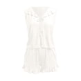 thumbnail image 4 of WAYUTE Womens Shorts Set Casual Summer Outfit Sleeveless Ruffle V Neck Tank Top and Shorts Classic Solid Color Breathable Clothing Sets, 4 of 4