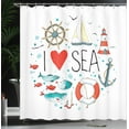 thumbnail image 4 of Ambesonne Nautical Shower Curtain, I Love Sea Words, 69"Wx75"L, White Red Blue, 4 of 5