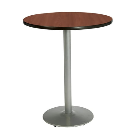 KFI Studios Mode 3' Round Bistro Table, Mahogany, Silver Base