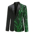 thumbnail image 3 of CloudStyle Mens Stylish Dinner 2-Piece Suit Slim Fit Sequin Suit Jacket Sport Coat And Pants, 3 of 5