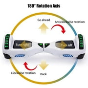 SISIGAD Bluetooth Hoverboard with LED Lights, 6.5 In. Hover Board Self Balancing Scooter, Suit for Adults and Kids, White