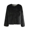 thumbnail image 2 of WCMZJ Fur Coat for Women Faux Furry Long Sleeve Cropped Fluffy Jacket Solid Color Shaggy Warm Winter Outerwear Black M, 2 of 4