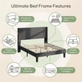 thumbnail image 2 of Lofka Queen Size Bed Frame with Upholstered Wing Back Headboard for Bedroom, Dark Gray Finish, 2 of 10