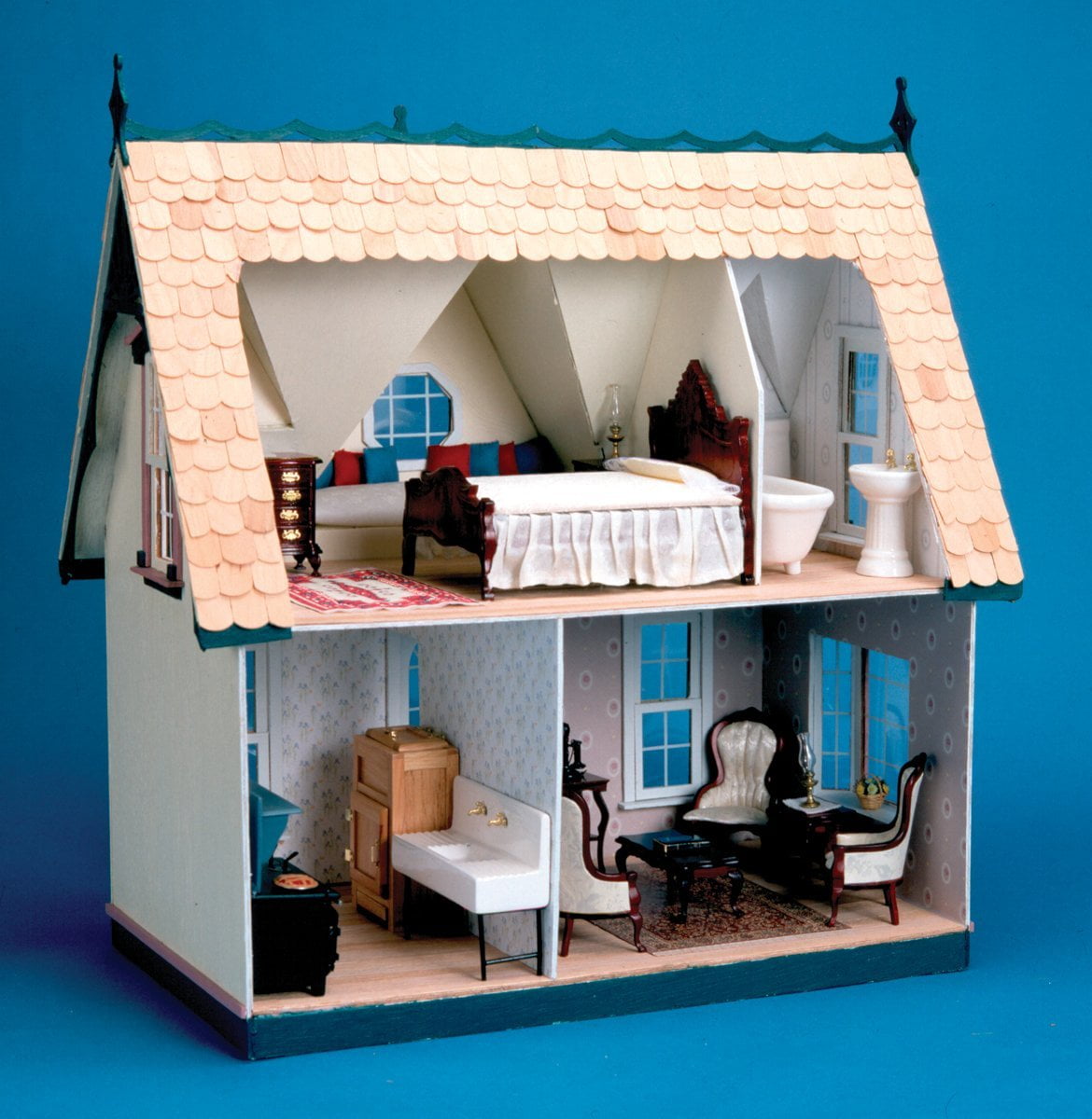 greenleaf magnolia blue wood dollhouse kit