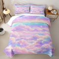 thumbnail image 2 of meiyoeat Pastel Cloud Star Twin Quilt Set,Colorful Rainbow Pattern Twin Coverlet Set For Girl,2pcs, 2 of 7