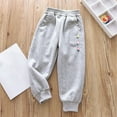 thumbnail image 2 of fatyb Girls Sweatpants Cotton Floral Embroidery Jogger Pants Elastic Waist Toddler Kids Casual Pants, 2 of 5