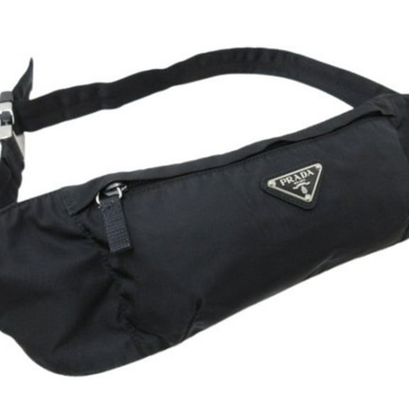 Pre-Owned PRADA Triangle Waist Bag - Black Nylon with Logo for Men and Women (Good)