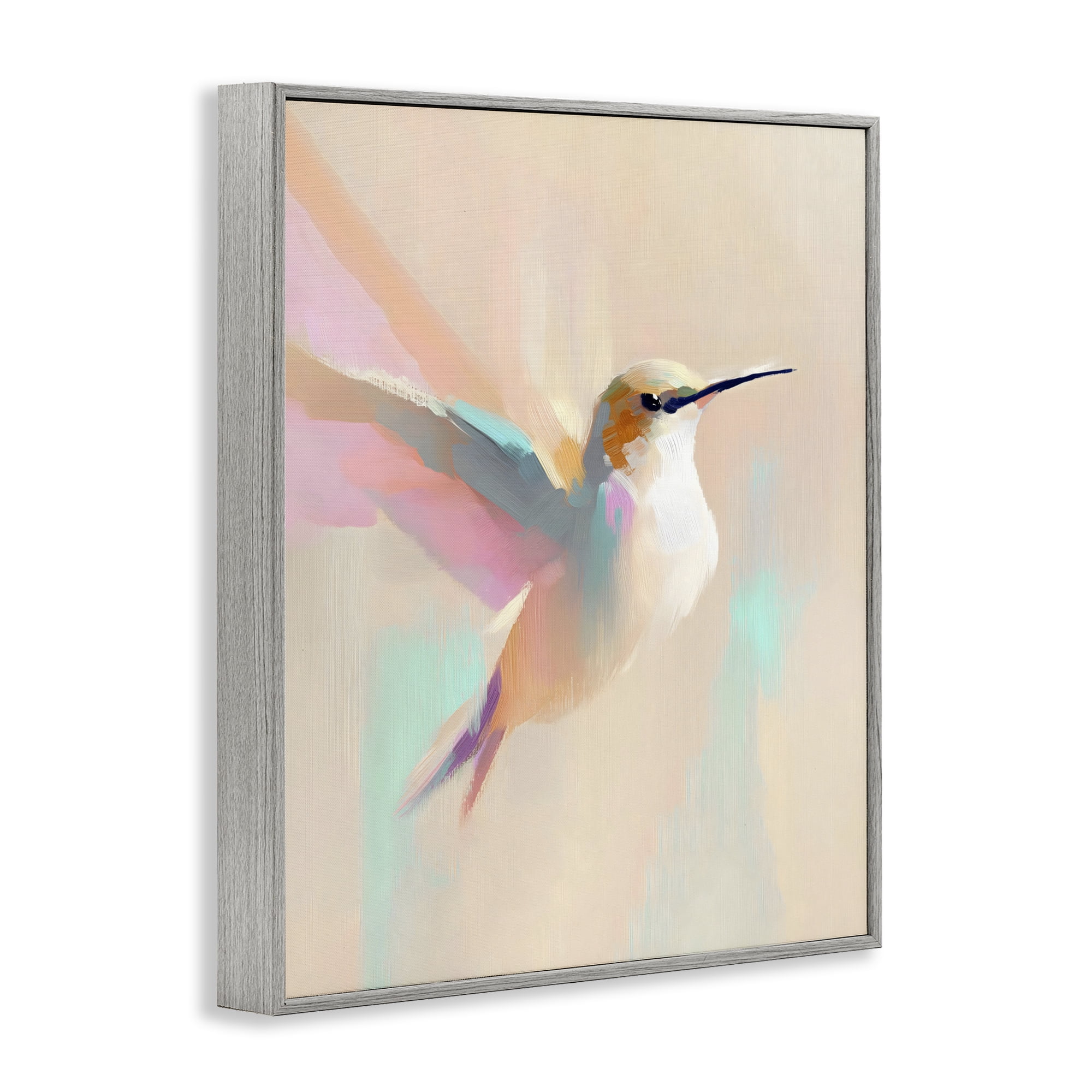 Stupell Industries Pastel Hummingbird in Flight Gray Framed Giclee Art, design by The Prints Vibe
