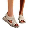 thumbnail image 4 of Anuirheih Woman Sandals Thick Bottom Fish Mouth Washable Sport Sandals Mesh-Knit Open-Toe Soft-Sole Sandals Sandals Women (Beige), 4 of 5