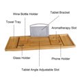 thumbnail image 3 of Generic Adjustable Bamboo Bathtub Caddy with Non-Slip Silicone Pads, Extendable Tray for Books, Tablets, and Wine, Fits 75-95cm Tubs, Includes Foldable Non-Woven Stand, 3 of 7