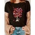 thumbnail image 1 of Camiseta informal para mujer con estampado de árbol de amor de San Valentín: cuello redondo suave, manga corta, deportiva e informal para adultos, hombres, mujeres, adolescentes, jóvenes., 1 of 7