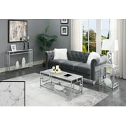 Convenience Concepts Town Square Chrome End Table, Faux White Marble/Chrome Frame