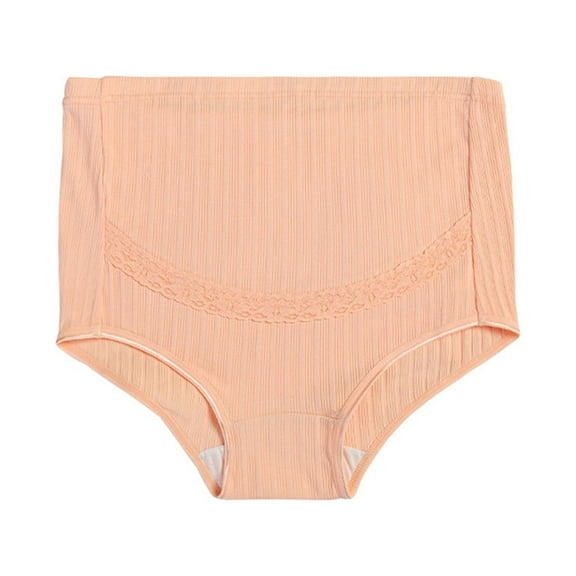 Honeeladyy Ladies Comfortable Prenatal Solid Color Lace Large Size Abdominal Panties High Waiste Underpants