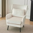 thumbnail image 3 of Wing Back Velvet Accent Chair, Modern Living Room Armchair Comfy Upholstered Single Sofa Chair for Bedroom Dorms Reading Reception Room with Metal Legs & Pillow, Beige, 3 of 6