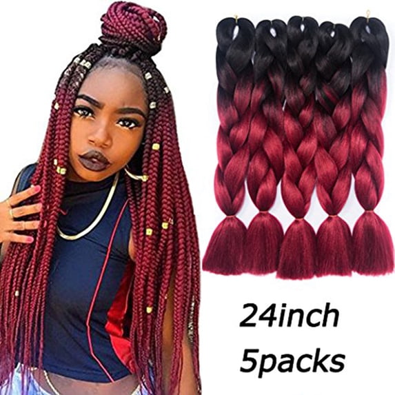 LELINTA 24inch 5pcs/lot Ombre Braiding Hair Kanekalon Synthetic Hair Extensions Synthetic Fiber For Jumbo Braid Hair Bundles