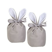 2PCS Cute Wedding Birthday Party Valentine Easter Bunny Bags Candy Bags Gift Packing Bag Easter Rabbit GREY
