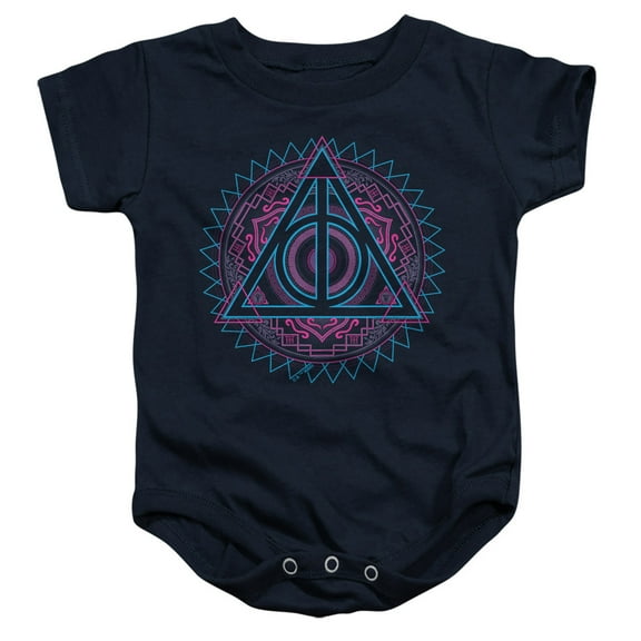 Harry Potter Deathly Hallows Tech Unisex Infant Snap Suit for Baby, Navy, Medium