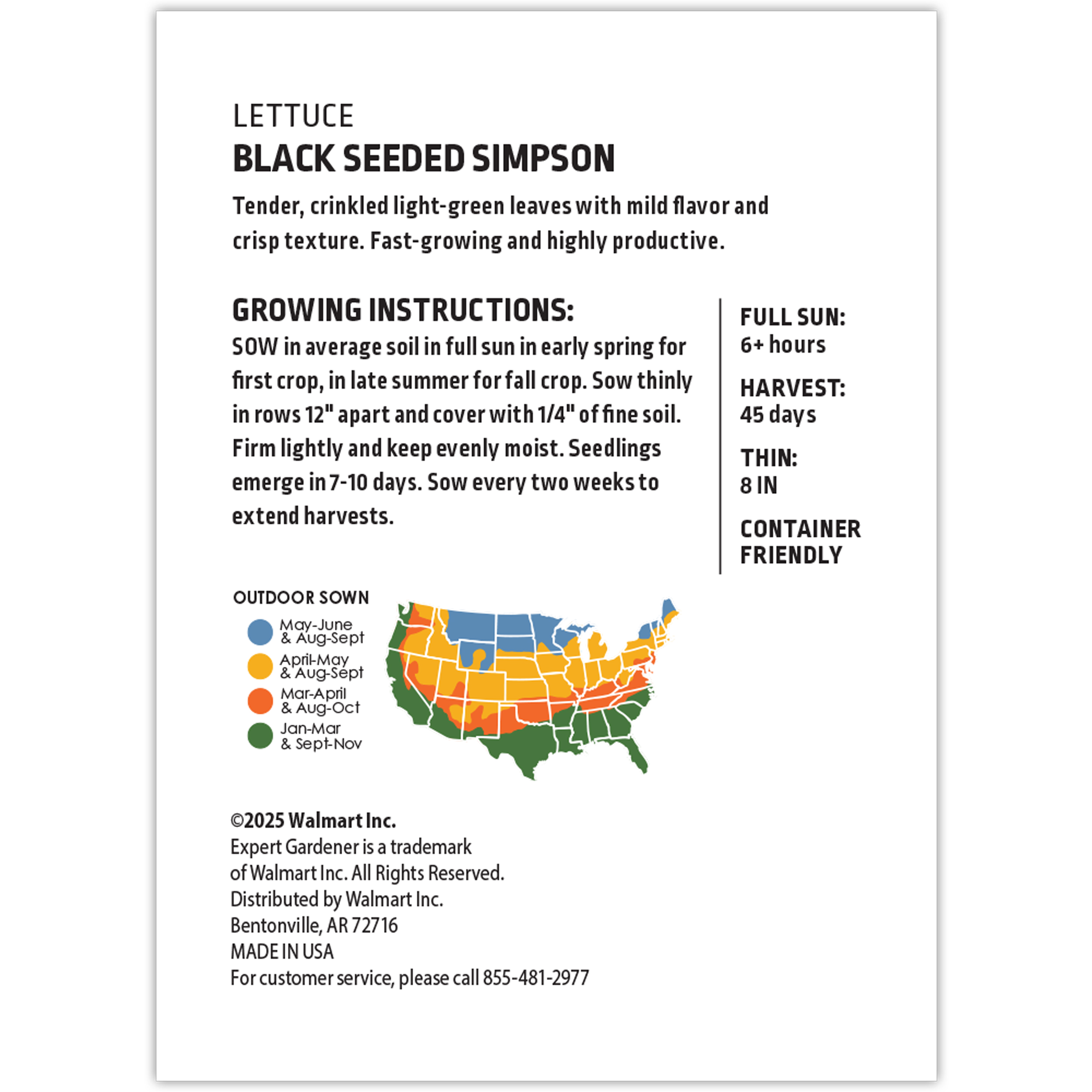 Expert Gardener Black-seeded Simpson Lettuce Vegetable
