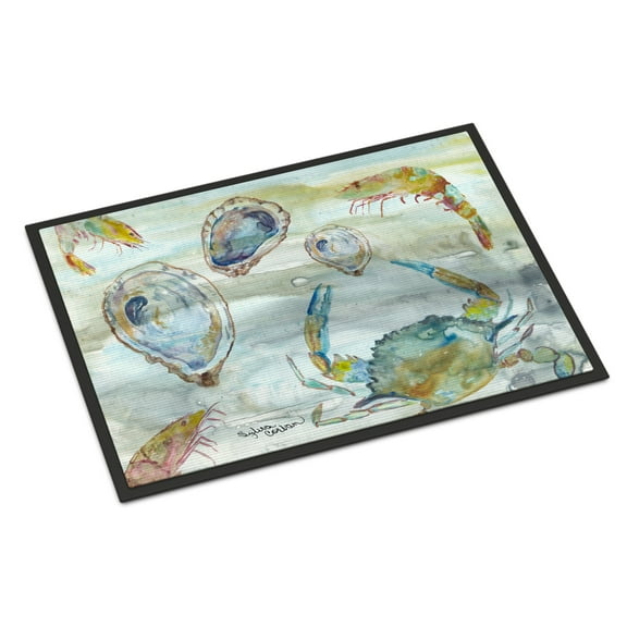 Crab Shrimp and Oyster Watercolor Doormat 18x27