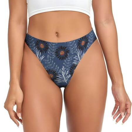 Thongs for Women - Sunflowers Retro Black No Show Seamless Womens Thongs Underwear  Stretch G String Thongs for Women  Ladies Breathable Kawaii Thong Bikini Panties Briefs