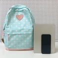 thumbnail image 5 of EDFRWWS Women Nylon Polka Dot Cute Backpack Large Capacity Students Bookbags Multiple Pockets Travel Daypack Bag (Green), 5 of 10