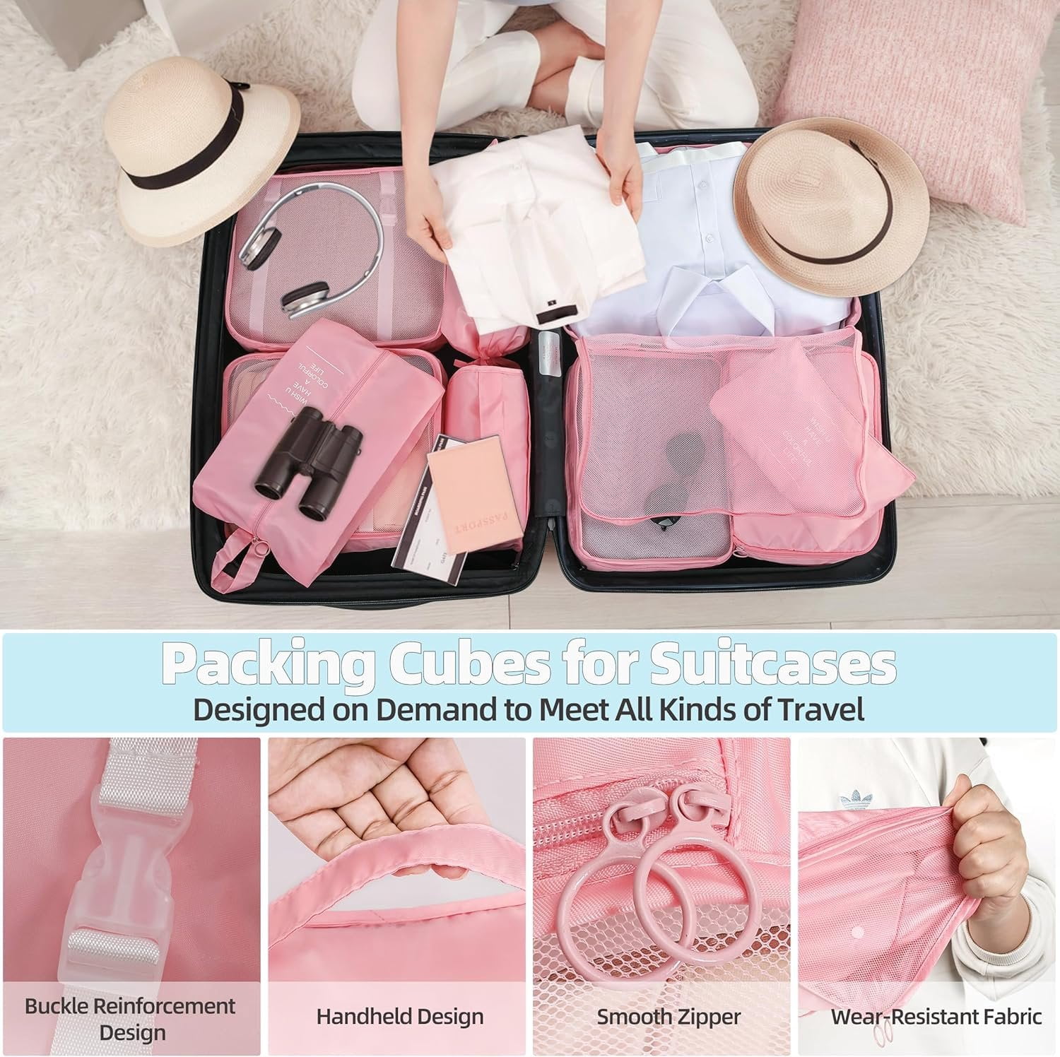 10 count Set Packing Cubes - Travel Packing Organizers, Expandable Suitcase Organizer, Luggage Organizer Bags