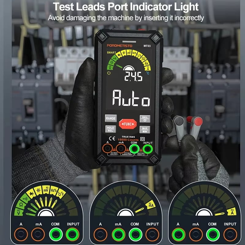 Smart Digital Multimeter, 10000 Counts, 1000V 10A, Non-Contact Voltage Detection, Auto Range, Buzzer Alarm Measures AC / DC Current, Voltage Capacitance Tester, Ohm, Hz, Capacitance, True RMS