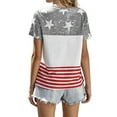 thumbnail image 3 of DYMADE Women Summer Independence Day Print Short Sleeve Panel Stripe T-shirt, 3 of 4