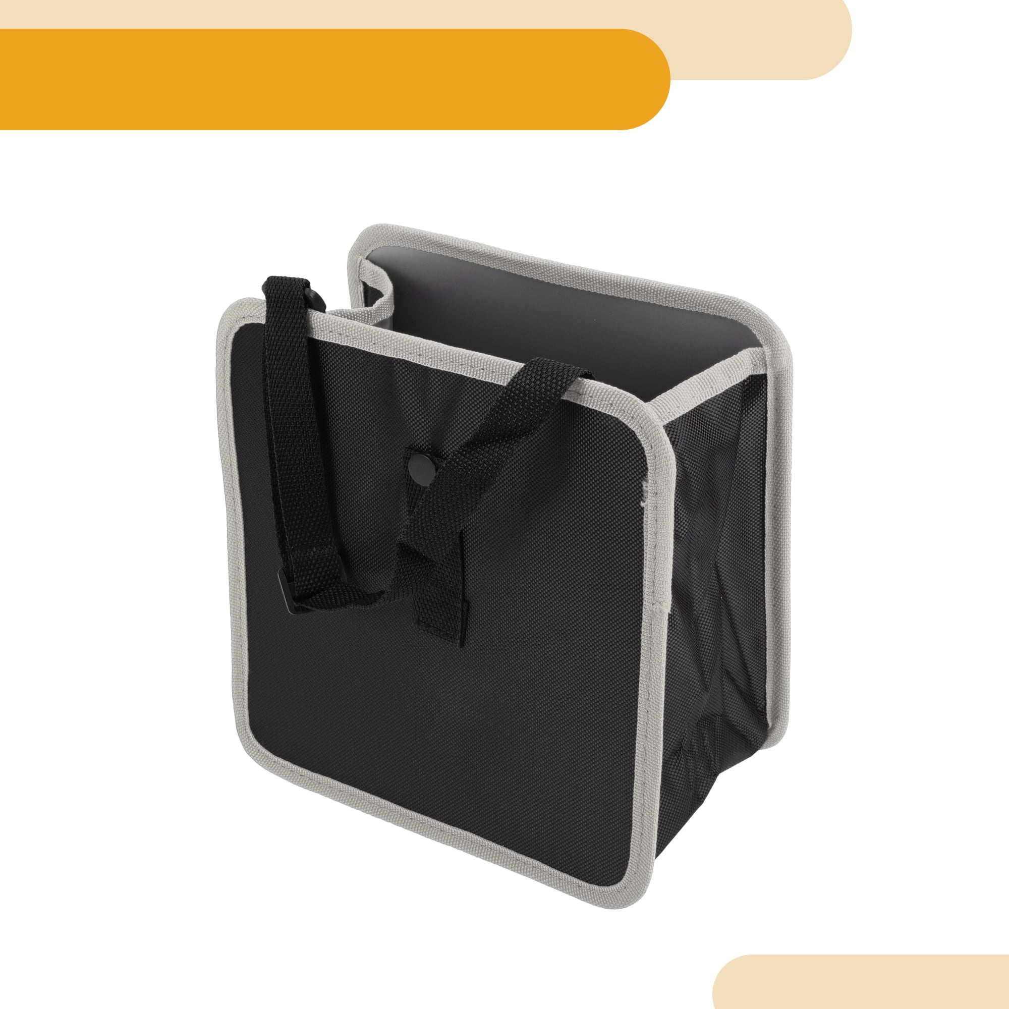 Unique Bargains Car Can Auto Trash Bin Folding Oxford Cloth 9.1"x5.1"x9.1" Black Gray
