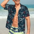 thumbnail image 7 of Honeii Navy Blue Geometric Print Men’s Hawaiian Shirt,Classic Button-Down Short Sleeve Shirt, for Beach, Vacation, and Outdoor Activities,3X-Large, 7 of 7