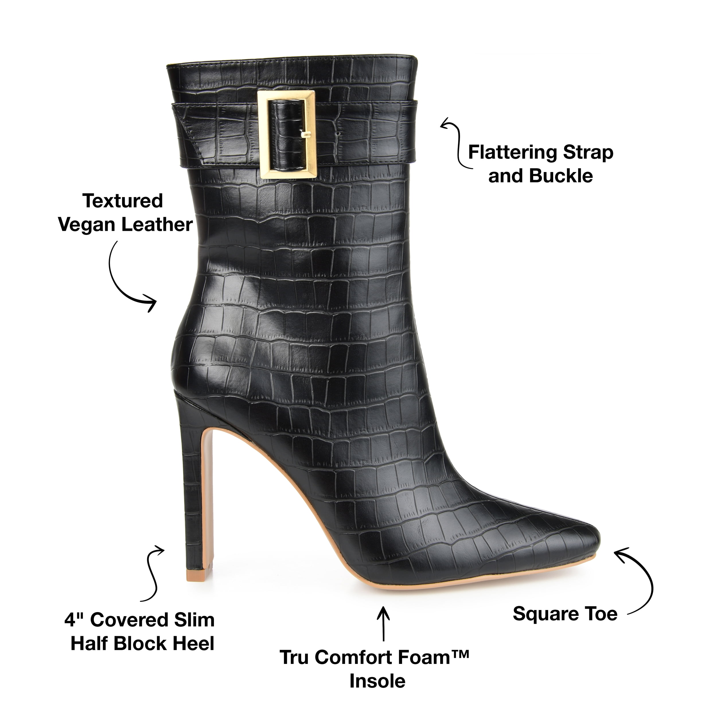 Journee Womens Elanie Inside Zip Block Heel Booties