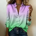 thumbnail image 5 of TaTaai Ladies Satin Blouse Long Sleeve Gradient Print Button Down Collar Silky Shirt Loose Fit Dressy Casual Top Gift, 5 of 5