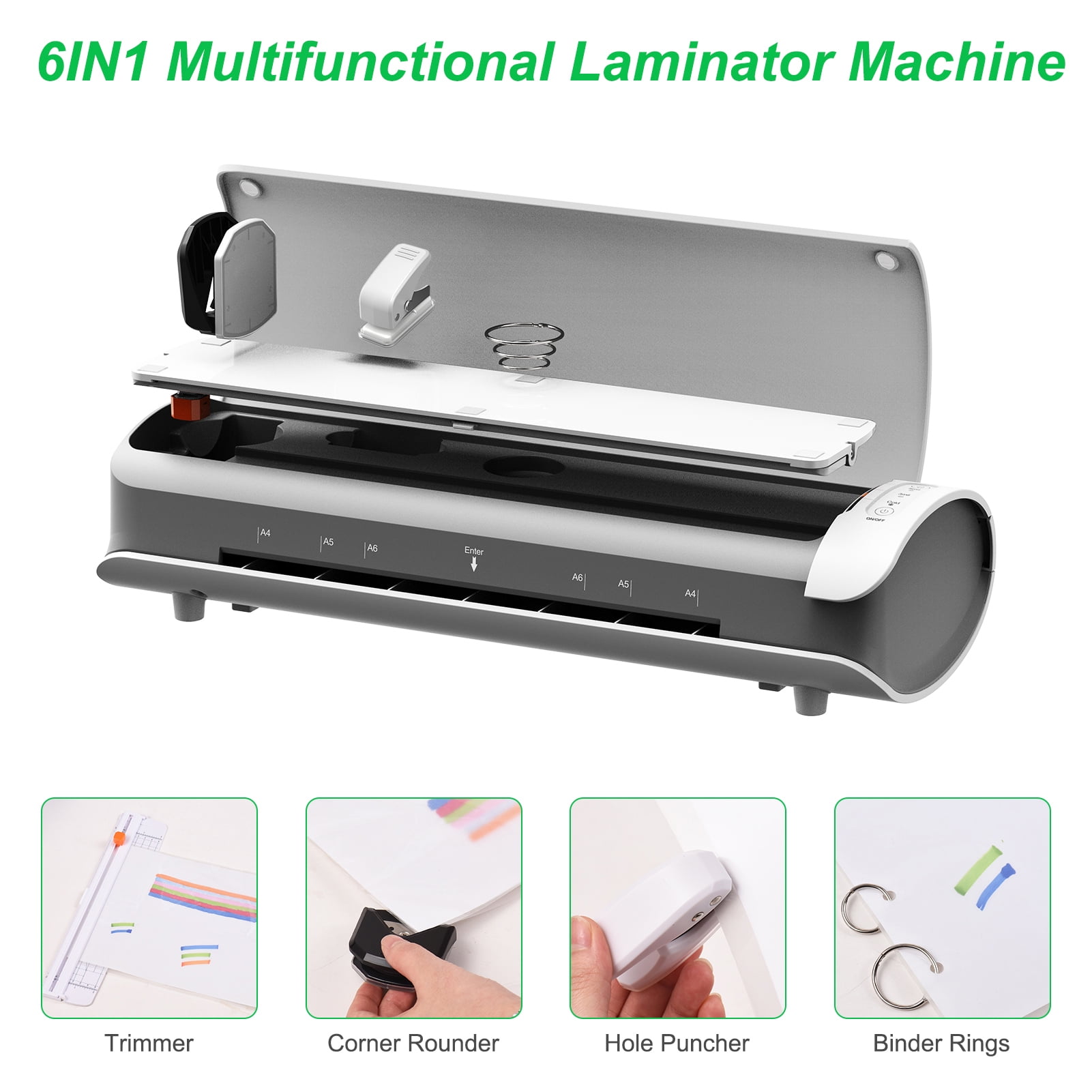 Laminator,A4 Size 6in1 9 Inches Max Roller 9 Inches Laminator Set A4 2 Roller 9 6in1 And Cold Max With Paper Cutter Rounder Puncher Sl988 Laminator Set Inches Max With Size 6in1 And Dsfen