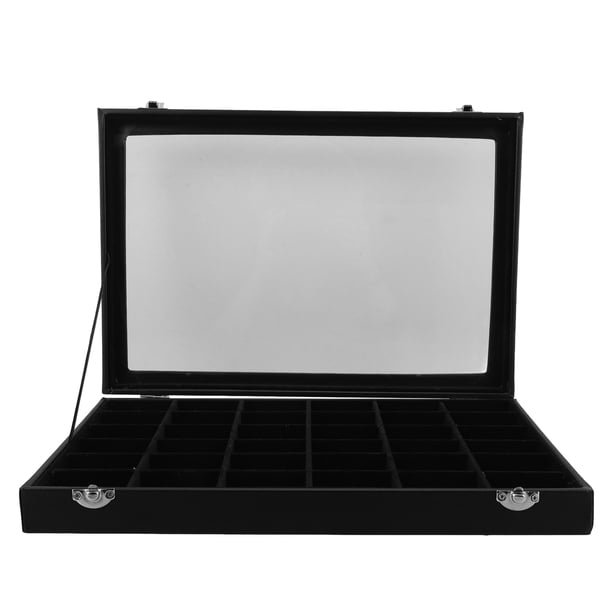 FELTECHELECTR Caja para colección de rocas Vitrina para exhibición de rocas Estuche para colección de rocas Estuche para exhibición de colección de rocas de 36 rejillas