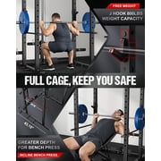 2000LBS Power Cage Squat Rack with LAT Pulldown System, Multi-Function Weight Cage Strength Training Machine, Home Gym Workout Cage with Multiple Attachments for Garage & Home Fitness