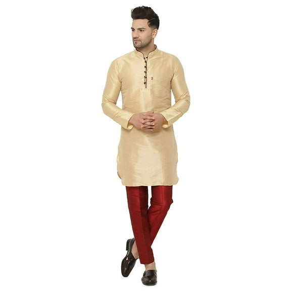 Men's Handmade Silk Blend Festive Kurta with Bottom...