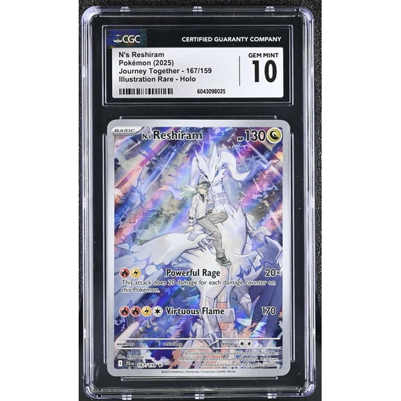 Collectible Graded 2025 English Pokemon Journey Together N's Reshiram Illustration Rare Holo CGC 10 167/159